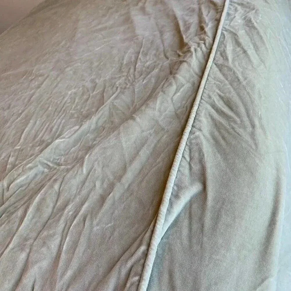 Pottery Barn Light Green Cotton Velour Velvet KING Duvet Cover Whimsical Cottage